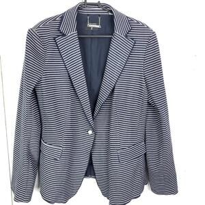 Tahari Navy and White Striped Blazer
